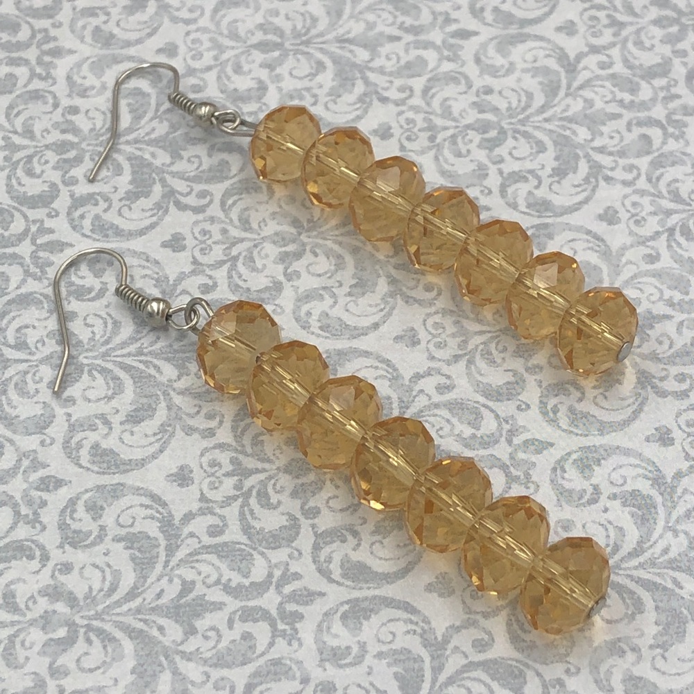 🍀 Topaz Brown Glass Bead Dangle Earrings Earrings Earrings Earrings Earrings - Picture 1 of 2